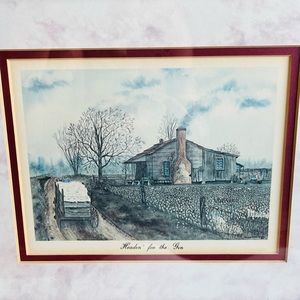Eleanor T Whitesides Headin To The Gin VTG Signed 5" x 7" Print  11.5"x13" Frame